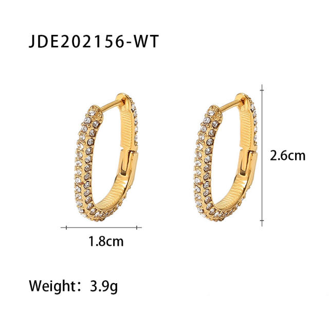 18K color cubic zircon setting stainless steel earrings hoop earrings