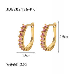 18K color cubic zircon setting stainless steel earrings hoop earrings