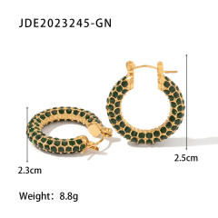 18K color cubic zircon setting stainless steel earrings hoop earrings