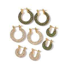 18K color cubic zircon setting stainless steel earrings hoop earrings