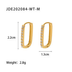 18K color cubic zircon setting stainless steel earrings hoop earrings