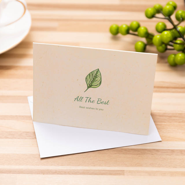 Concise green color business greeting cards