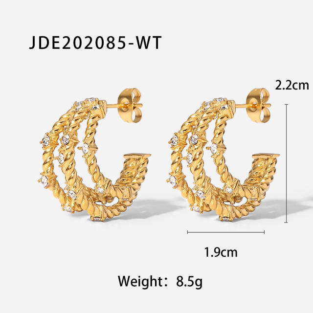 INS 18K stainless steel earrings open hoop earrings
