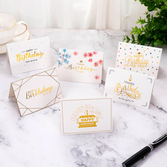 INS gold color letter happy birthday greeting cards