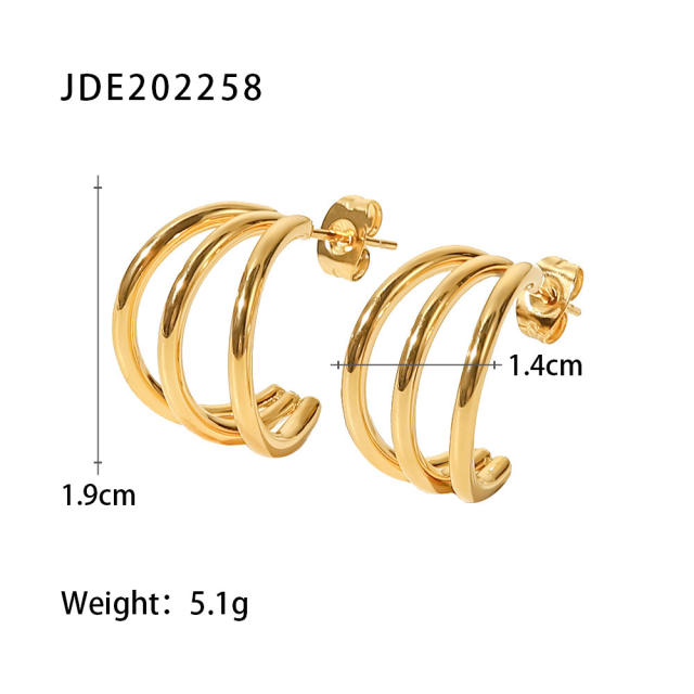 INS 18K stainless steel earrings open hoop earrings
