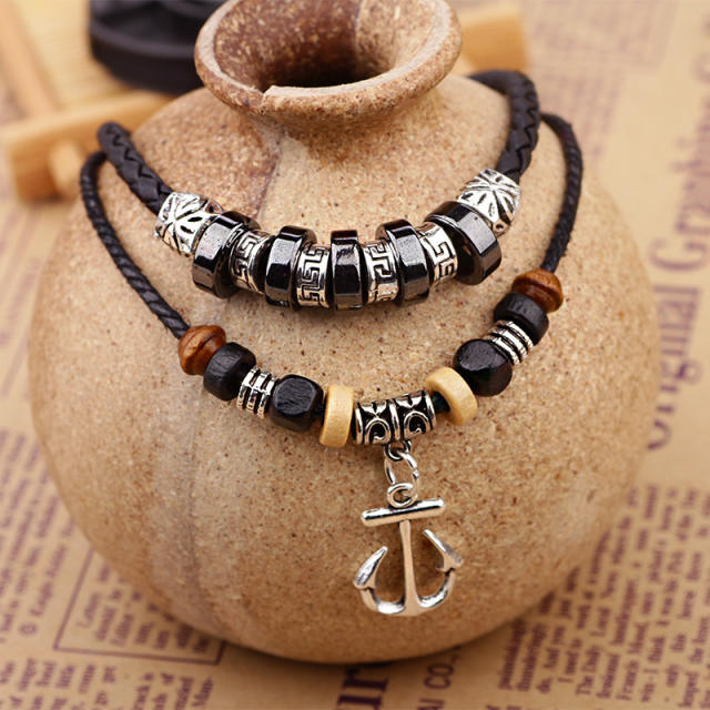 Vintage anchor two layer necklace