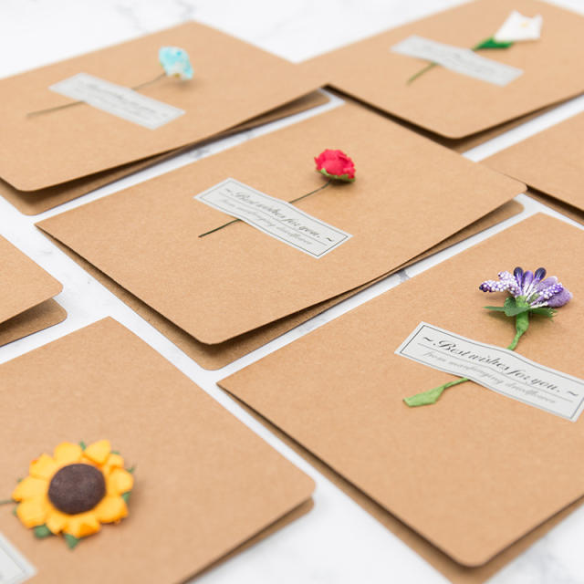 Vintage flower Kraft paper greeting cards,Greeting cards
