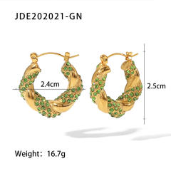 18K color cubic zircon setting stainless steel earrings hoop earrings