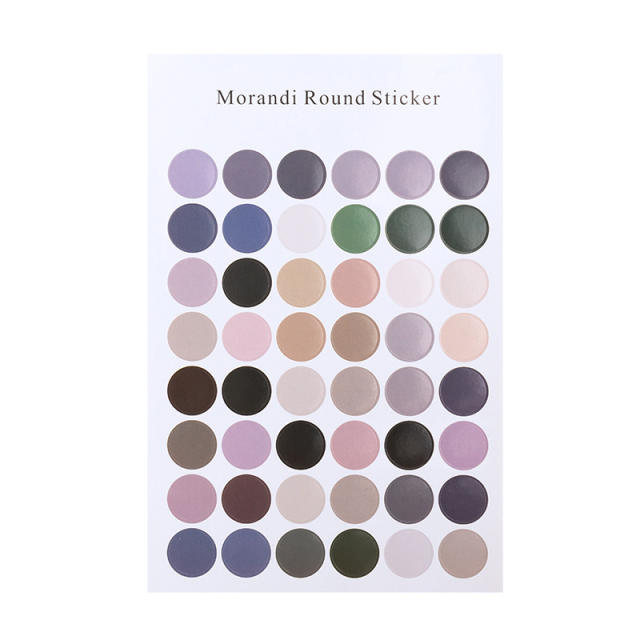 Handmade plain color round stickers 48pcs