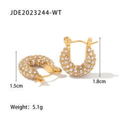 18K color cubic zircon setting stainless steel earrings hoop earrings