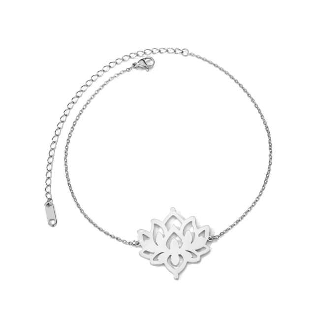 18K hollow out lotus stainless steel anklet