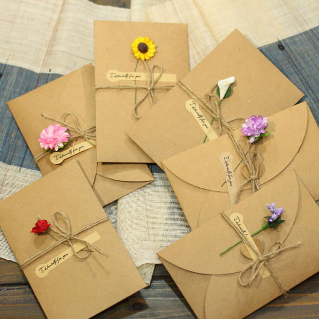 Vintage Kraft paper dry flower greeting cards