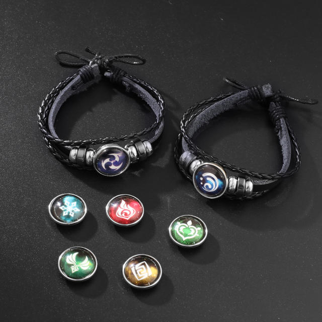 PU leather braid bracelet Anime bracelet
