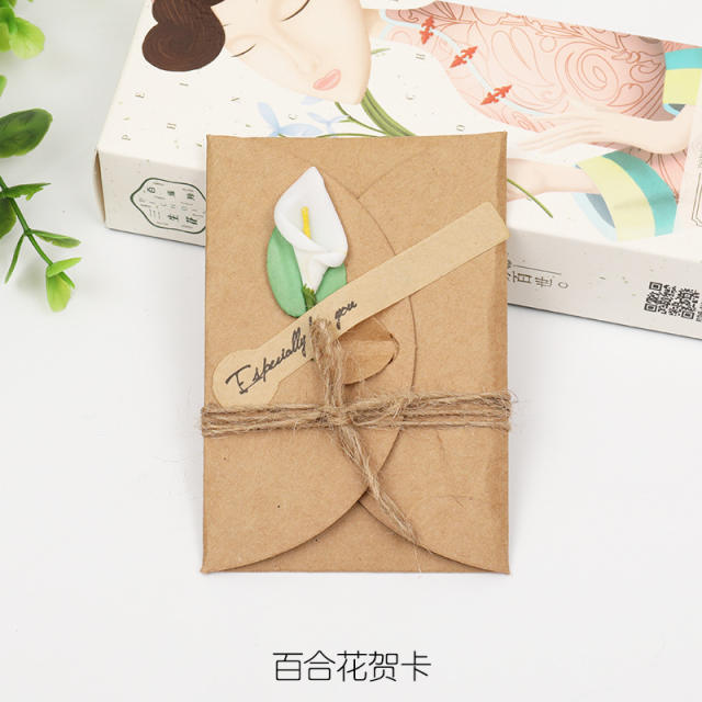 Vintage Kraft paper dry flower greeting cards