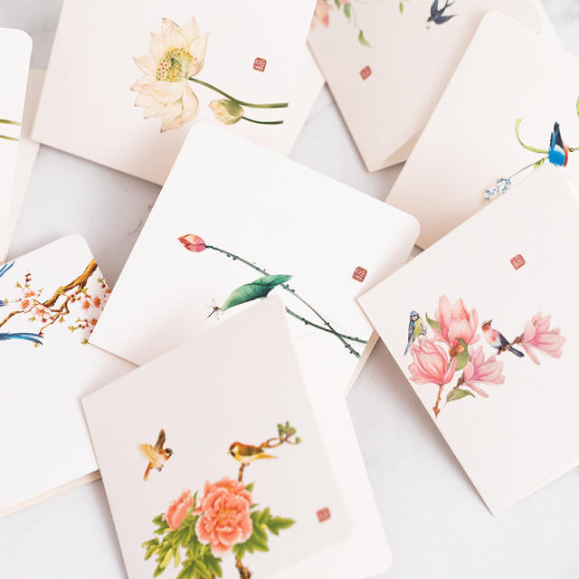 Chinese trend flower bird greeting cards