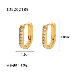 18K color cubic zircon setting stainless steel earrings hoop earrings