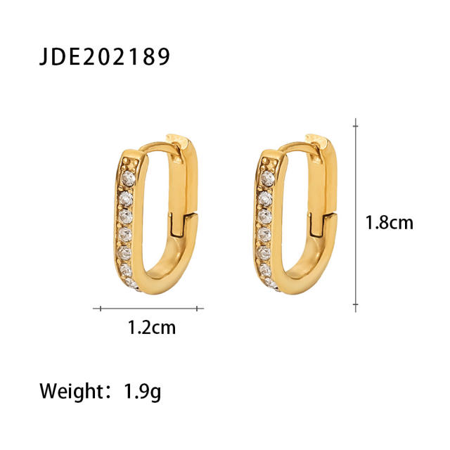 18K color cubic zircon setting stainless steel earrings hoop earrings
