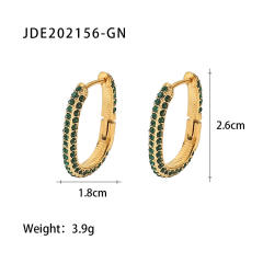 18K color cubic zircon setting stainless steel earrings hoop earrings