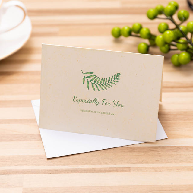 Concise green color business greeting cards