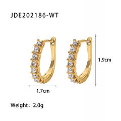 18K color cubic zircon setting stainless steel earrings hoop earrings