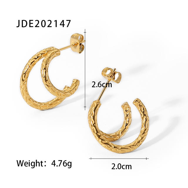 INS 18K stainless steel earrings open hoop earrings
