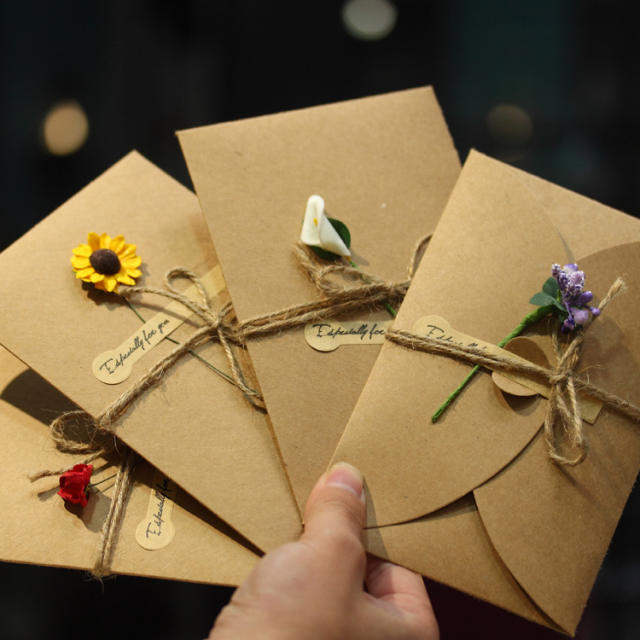 Vintage Kraft paper dry flower greeting cards