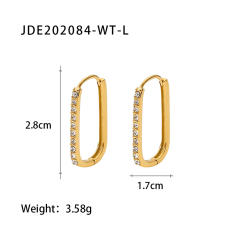 18K color cubic zircon setting stainless steel earrings hoop earrings