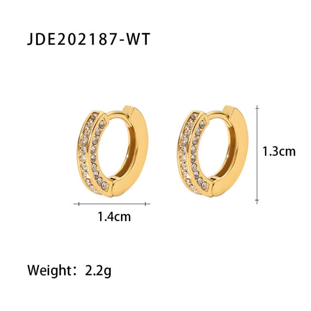 18K color cubic zircon setting stainless steel earrings hoop earrings