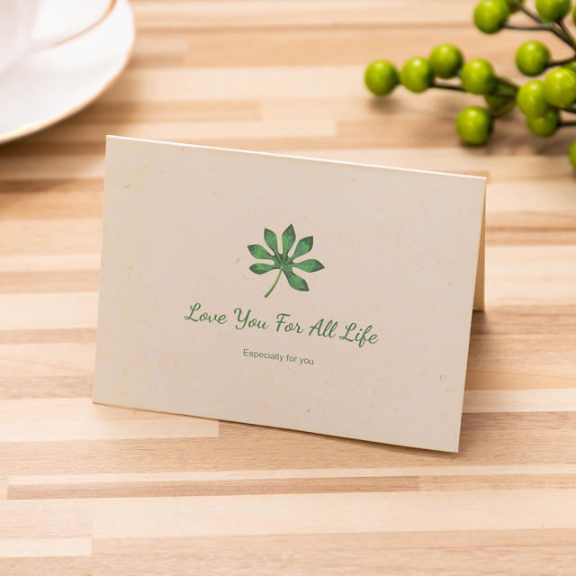 Concise green color business greeting cards