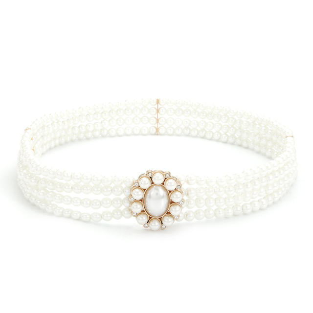 Korean fashion pearl beads chain belt