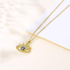Enamel evil eye pendant stainless steel necklace(copper pendant)