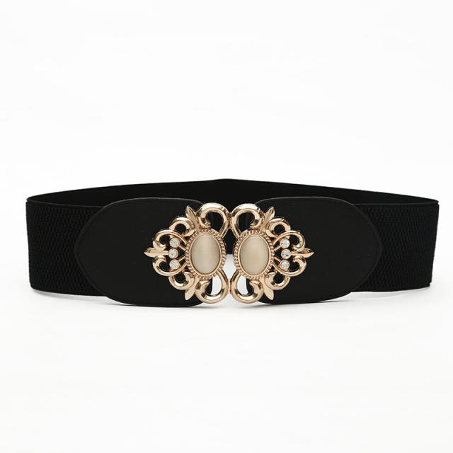 Korean fashion faux opal stone setting elastic corset belt for women