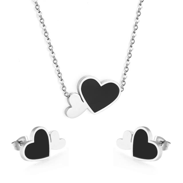 Korean fashion shell heart stainless steel necklace set