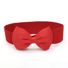 Super cute color bow women elastic corset belt