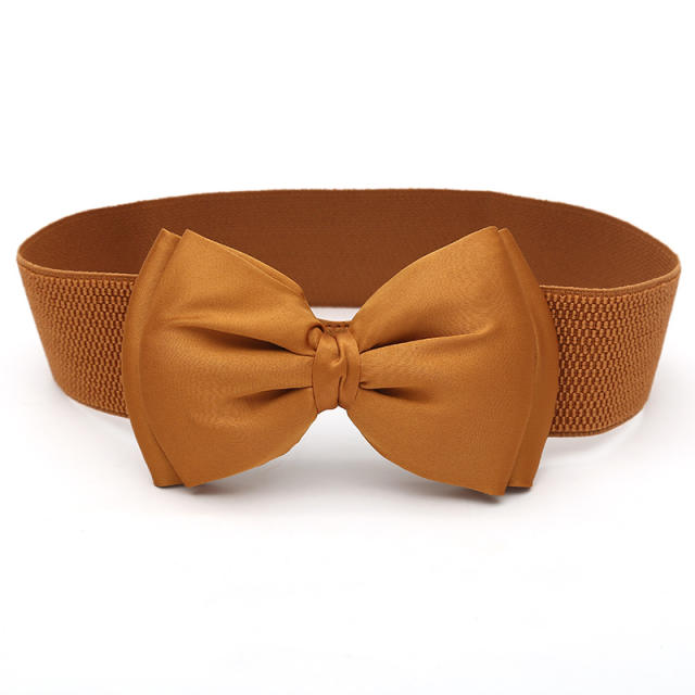 Super cute color bow women elastic corset belt