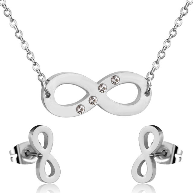 Korean fashion infinity stainless steel necklace set