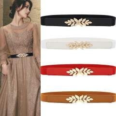 Korean fashion leaf buckle elastic corset belt