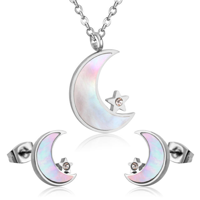 Magic moon necklace stainless steel necklace set