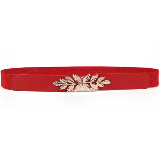 Korean fashion leaf buckle elastic corset belt