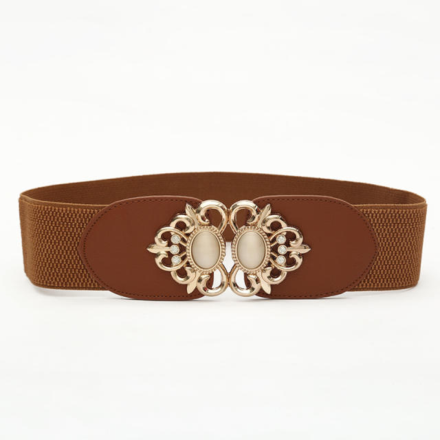 Korean fashion faux opal stone setting elastic corset belt for women