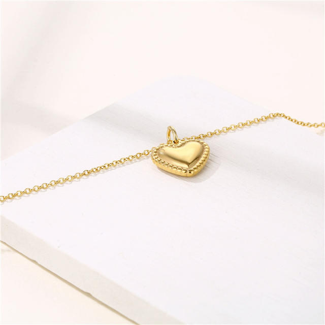 Korean fashion heart pendant stainless steel necklace(copper pendant)