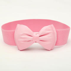 Super cute color bow women elastic corset belt