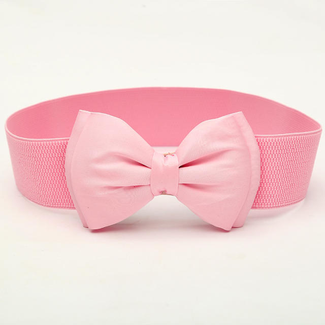 Super cute color bow women elastic corset belt