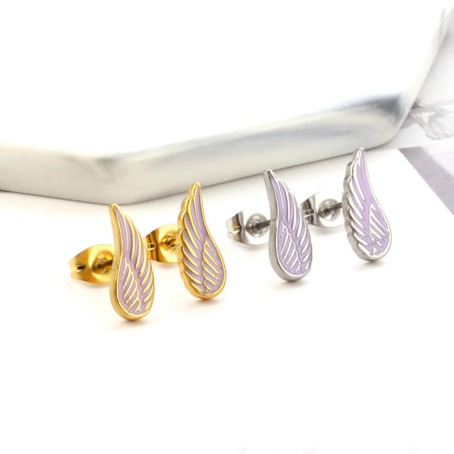 Creative color enamel stainless steel earrings studs earrings