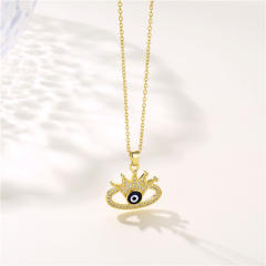 Enamel evil eye pendant stainless steel necklace(copper pendant)
