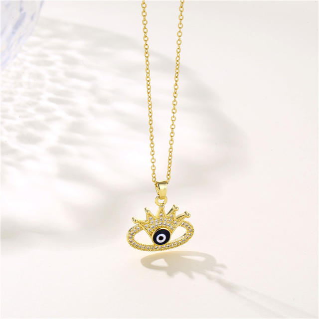 Enamel evil eye pendant stainless steel necklace(copper pendant)