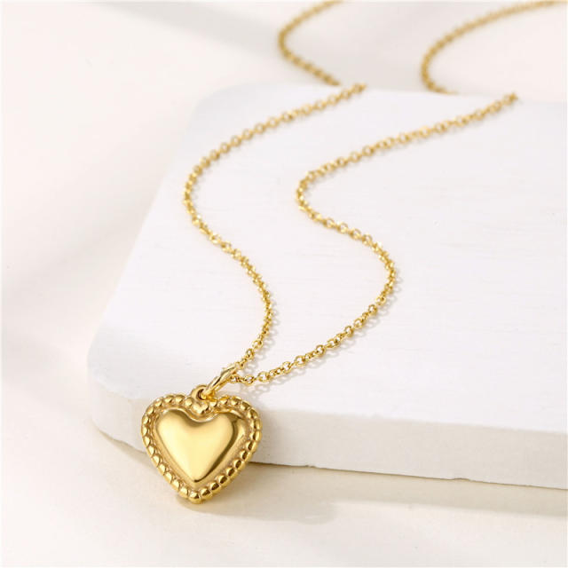 Korean fashion heart pendant stainless steel necklace(copper pendant)