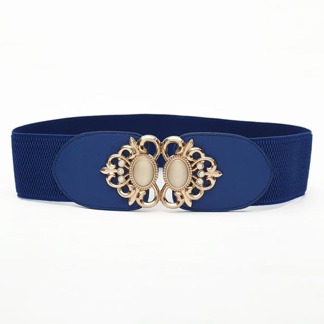 Korean fashion faux opal stone setting elastic corset belt for women