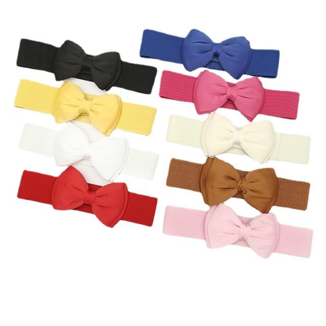 Super cute color bow women elastic corset belt