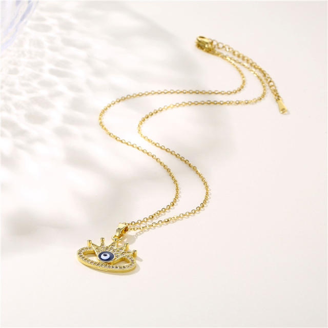 Enamel evil eye pendant stainless steel necklace(copper pendant)